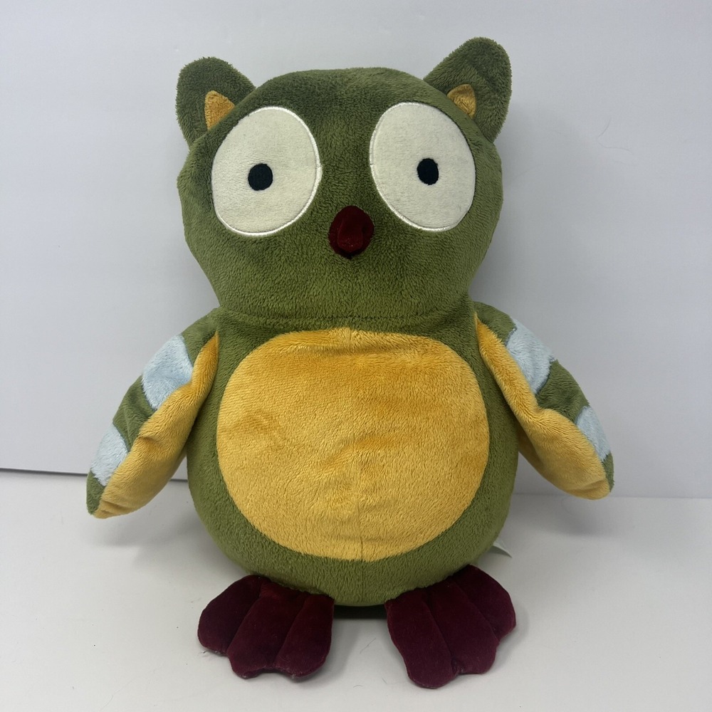 Lambs & Ivy Owl Plush 13 Inch Stuffed Animal Green Orange Soft Baby Toy Gift